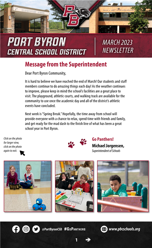 Port Byron Central School District March 2023