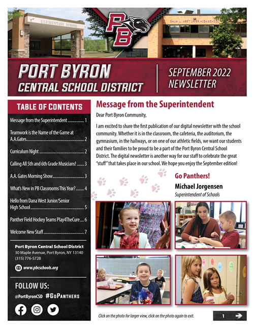 Port Byron CSD September 2022 Newsletter